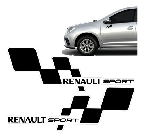 Par Adesivo Preto Tuning Renault Sport Sandero Logan Duster
