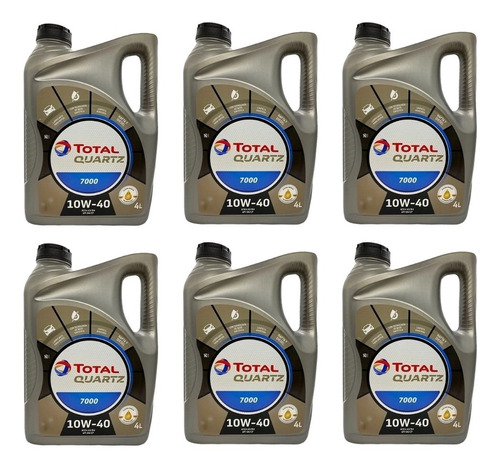 Juego 6 Aceites X 4 L Total Quartz 7000 10w40 Semi Sintetico