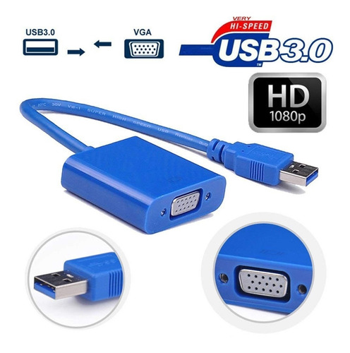 Imagen 2 de 4 de Adaptador Usb 3.0 A Vga Ade Ramos Mejía