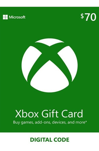 Tarjeta Digital - Xbox Gift Card 70 Usd - Solo Cuenta Eeuu