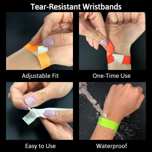 Pulseras De Tyvek De Color Verde Neón Eventos - Paquet...
