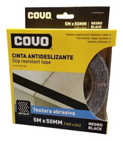 Cinta Antideslizante O Antiresbalante Negro 5m X 50mm - Covo