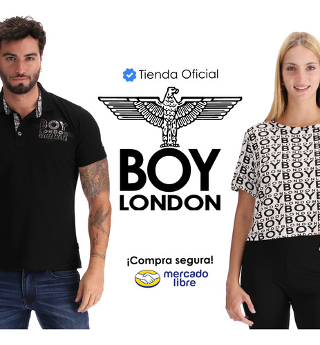 Playera Negra De Mujer Con Foil Rosa Metalico Boy London