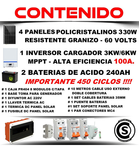 Imagen 4 de 9 de Kit Solar Paneles Generación 3400w/d Inv 3kw/6kw Picos M7