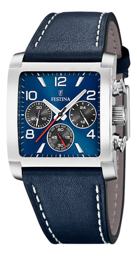 Relógio Festina Timeless Chronograph Masculino Couro Azul