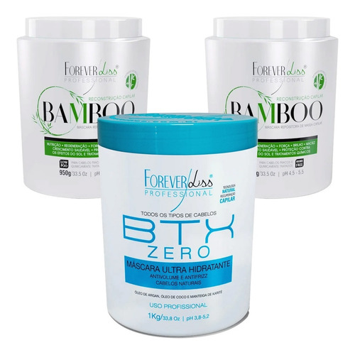 Kit Profissional Forever Liss Btox Zero E 2 Mascara Bamboo