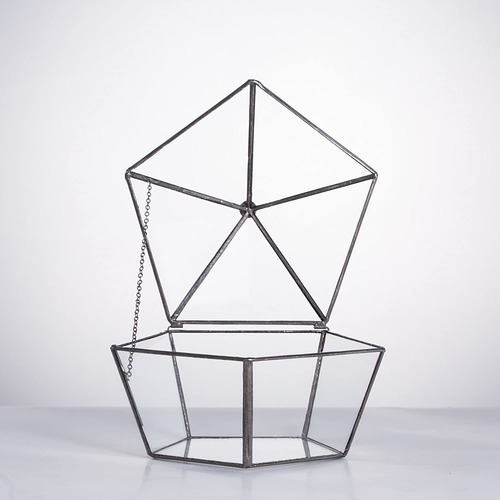 Ncyp Modern Artistic Clear Glass Jewelry Box Geometric Penta