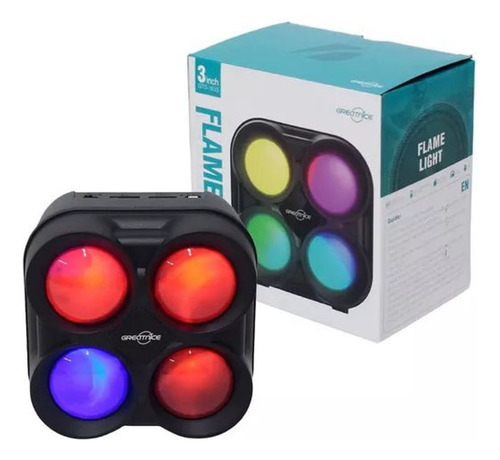 Parlante Bluetooth Portátil Recargable Con Luz Led Color Negro