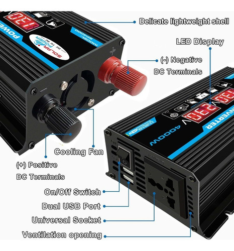 Inversor Digital Inteligente Para Coche De 12 V A 110 V/220