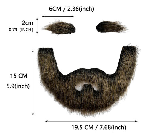 Conjunto De Barba Y Cejas Postizas, Disfraz De Bigote Para