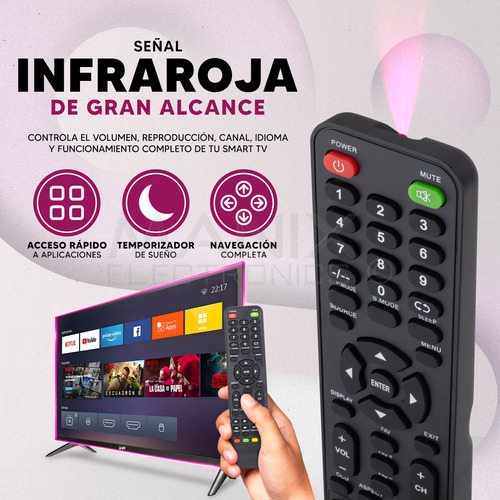 Control Remoto Compatible Con Ghia Pantalla Cr-g43 Smart Tv Incluye 4 Pilas AAA Divitech®