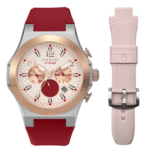 Reloj Mujer Mulco Mw-3-22810l-063 Titans Color de la correa Rojo Color del bisel Plateado Color del fondo Rosa