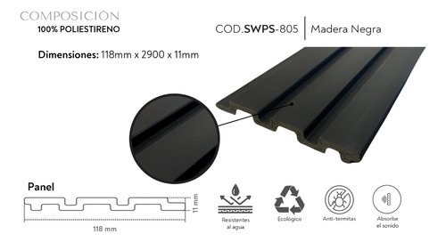 Panel Decorativo Wall Panel Madera Negra