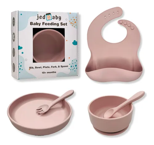 Jedbaby Juego De Alimentacion De 5 Piezas (babero, Plato, Cu