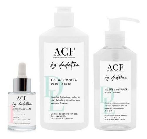 Acf Dadatina Kit Limpieza Facial Aceite + Gel + Serum Vegano