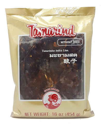 Thai Wet Tamarind Pulp Block Seedless Cock Brand 16 Oz.(pack