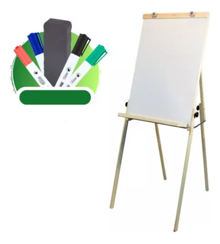 Flip Chart Dobrável Quadro Branco + 4 Canetas + Apagador Nf