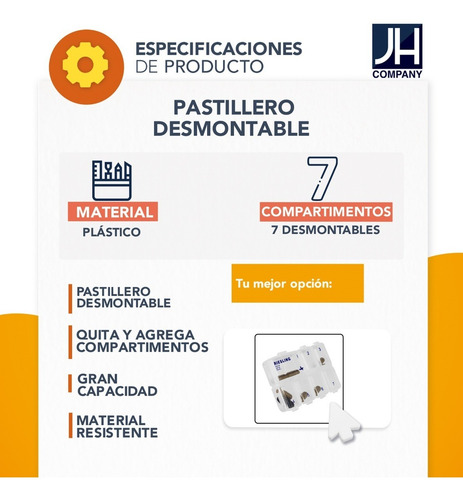 Imagen 7 de 8 de Pastillero Semanal Organizador Diario Ingles Portatil 10