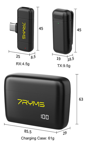 2 Unids Mini Micrófono Lavalier Inalámbrico Para Tipo C