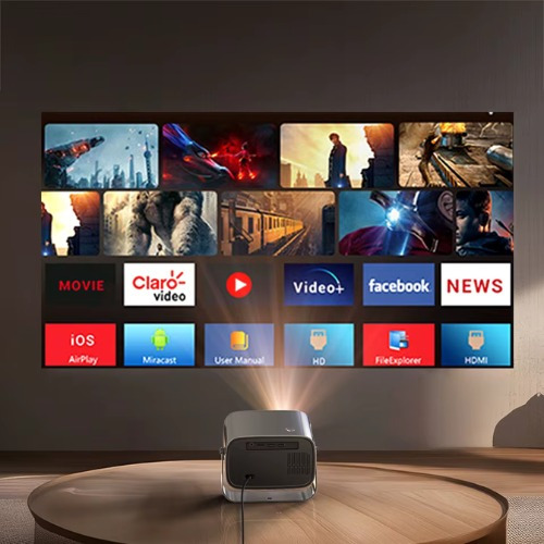 Projetor Vevshao A12 Android 11.0 350 Ansi Wifi 6 Suporte 4k Cinza-escuro