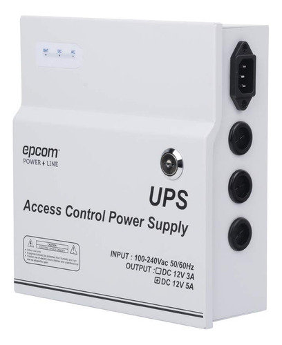 Epcom Fuente De Alimentación De 1 Salida 12 Vcd 5 A/compatible Con Batería De Respaldo Y Temporizador Integrado/voltaje De Entrada 110 A 246vac