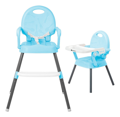 Silla Periquera Para Bebe Alta Plegable Portatil 3 En 1 Color Azul