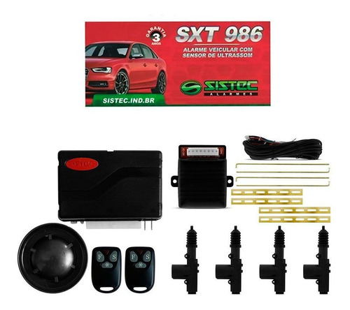 Alarme Automotivo Sistec Sxt 986 + Trava Elétrica 4 Portas