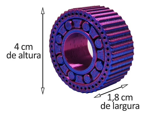 Anel Fidget Anti Estresse Relaxante Impressão 3d Girar Cor Azul