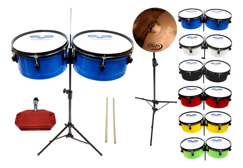 Timbaleta Pintada Pyp + Pie Platillo Platillo Y Palillo (f) Color Azul