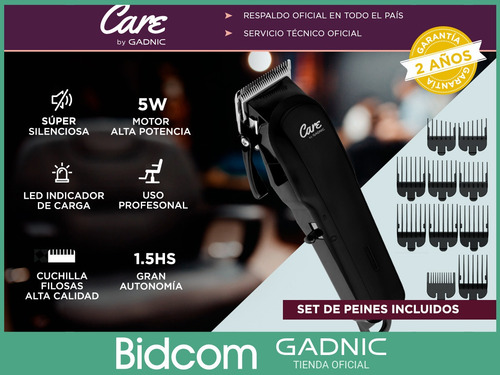 Maquina Cortadora De Pelo Recargable Profesional + 10 Peines