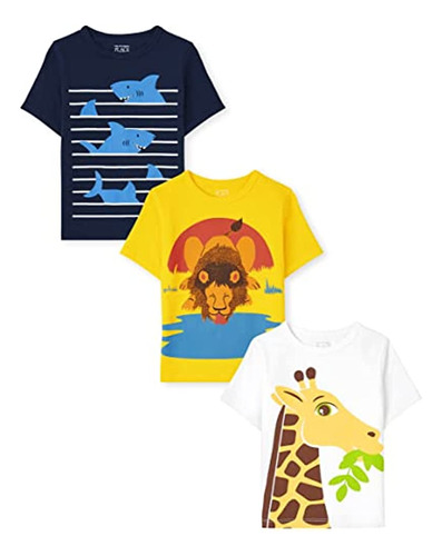 Baby Boys And Toddler Boys Short Sleeve Graphic T- Shirt 3-p
