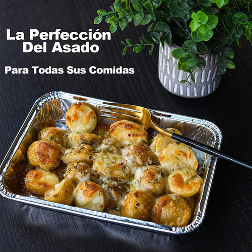 Molde De Aluminio Desechable Con Tapa 16.5 X 13 Cm 52 Piezas