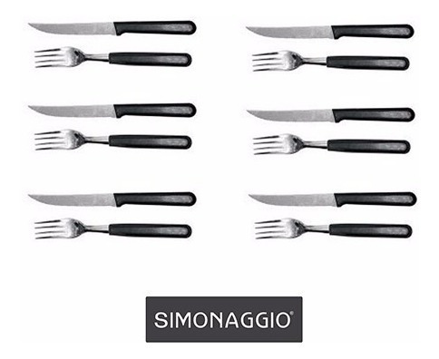 Set 12 Cubiertos: 6 Tenedor + 6 Cuchillo Simonaggio Cocina