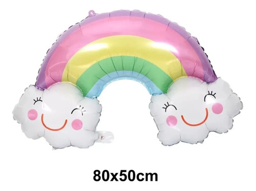 Imagen 3 de 3 de 25 Globos Pastel + Globo Arco Iris + Cortina