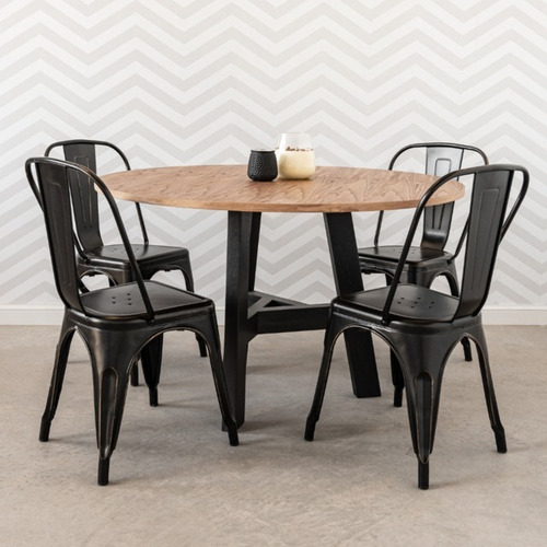 Silla Tolix Antique Diseño X 4 Unidades. Hierro Negro Negro