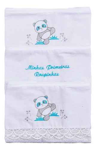 Saquinho Maternidade Roupinhas 03 Unidades Panda Azul Baby