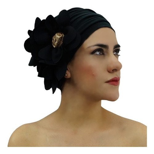 Turbante Flores Y Colores Negro