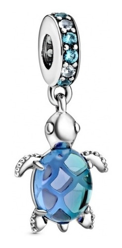 Dije Charm Pandora Tortuga De Cristal Murano Azul Original