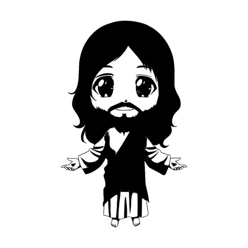 Adesivo Várias Cores 80x49cm - Jesus Cristo Cartoon Desenho