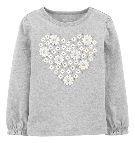 Carters Remera Manga Larga Corazon-floral