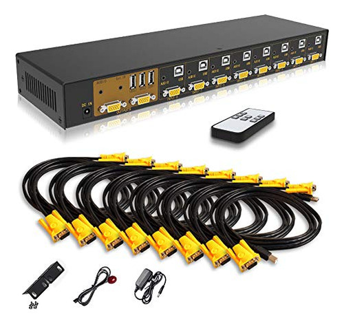 Conmutador Kvm Ekl Vga De 8 Puertos, Entrada Y 2 Salidas, 8x