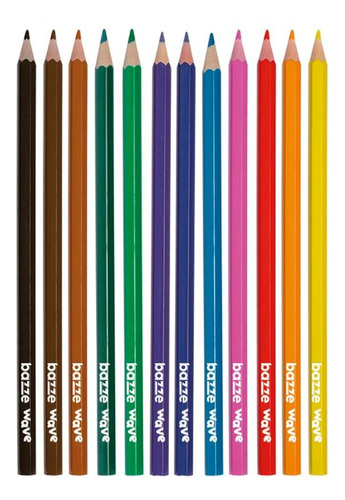 Lápis De Cor Sextavado Wave 12 Cores - Bazze