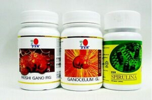 1 Reishi Gano (rg), 1 Ganocelium (gl), 1 Spirulina.  Certifi