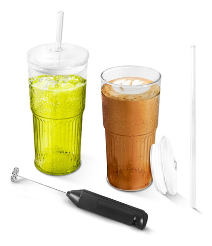 Paquete De 2 Tazas De Café Helado De 650ml De Vidrio Claro Nombre Del Diseño