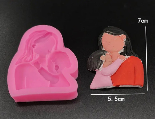 Molde Mama Hija Día De La Madre Regalo Resina Yeso Niña