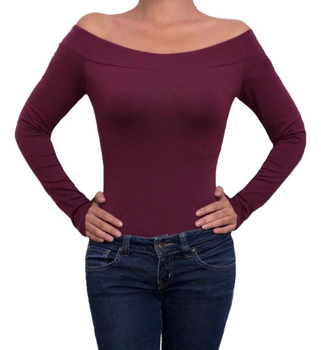 Blusa Body Campesina Cuello Bandeja Mujer Ajusta Al Cuerpo