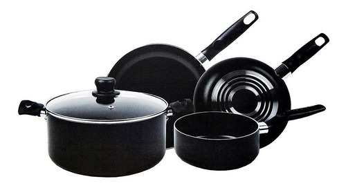 Set 5 Pzas Bateria Cocina Antiadherente Negro T-fal