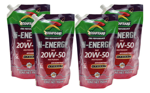 Paquete 3.8 Lts Aceite Roshfrans Multigrado Hi-energy 20w50