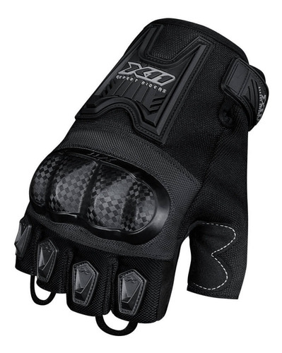 Luva Motociclista X11 Blackout Feminina Aberta Meio Dedo Par Cor Preto Tamanho G