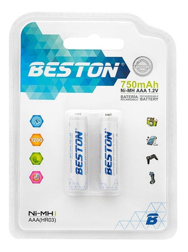  Bateria Beston Recargables Aaa 750 Mah Blister X2